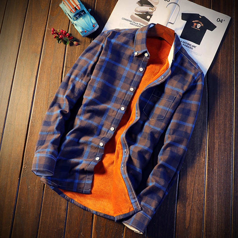 Flannel Shirt Lined - Kaus lengan panjang pria, Camisa Masculina,